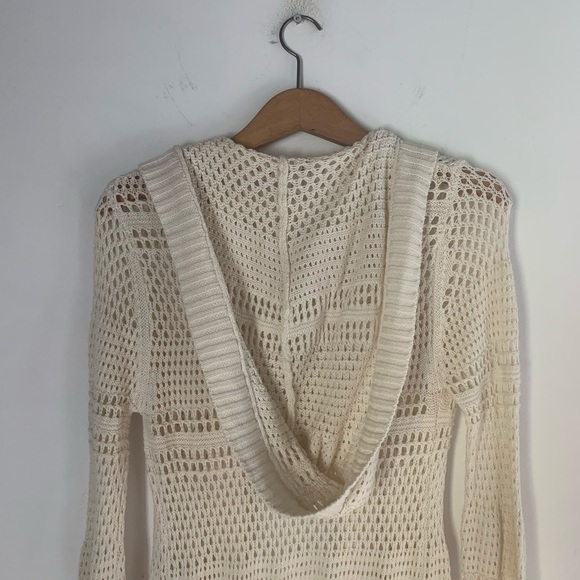 Vintage Y2K cream crochet hooded maxi cardigan - Picture 5 of 8